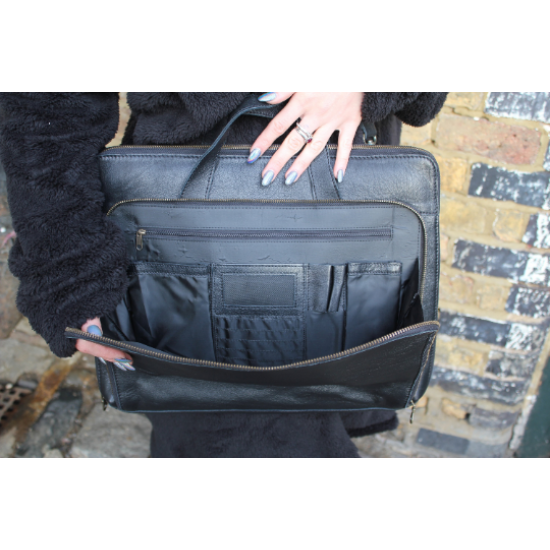 Tony Leather Laptop Bag Black for 18 inch 